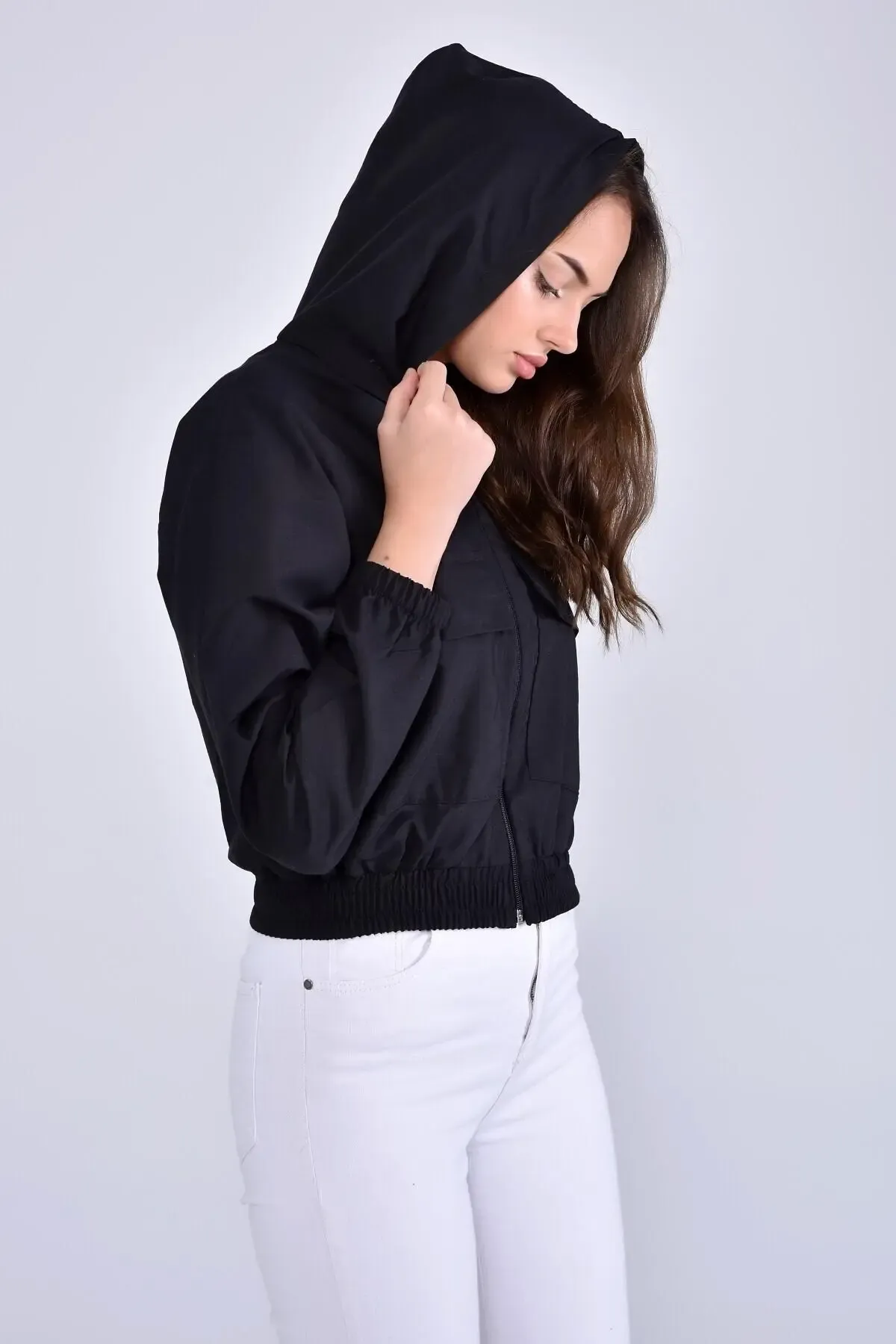 Cepli Kapşonlu Mevsimlik Mont-P00012915-syh