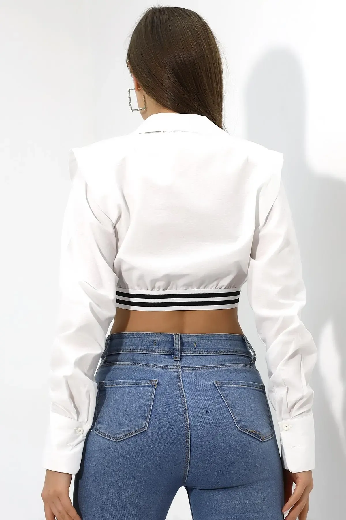 Crop Detaylı Poplin Gömlek-urtgmlk5-byz