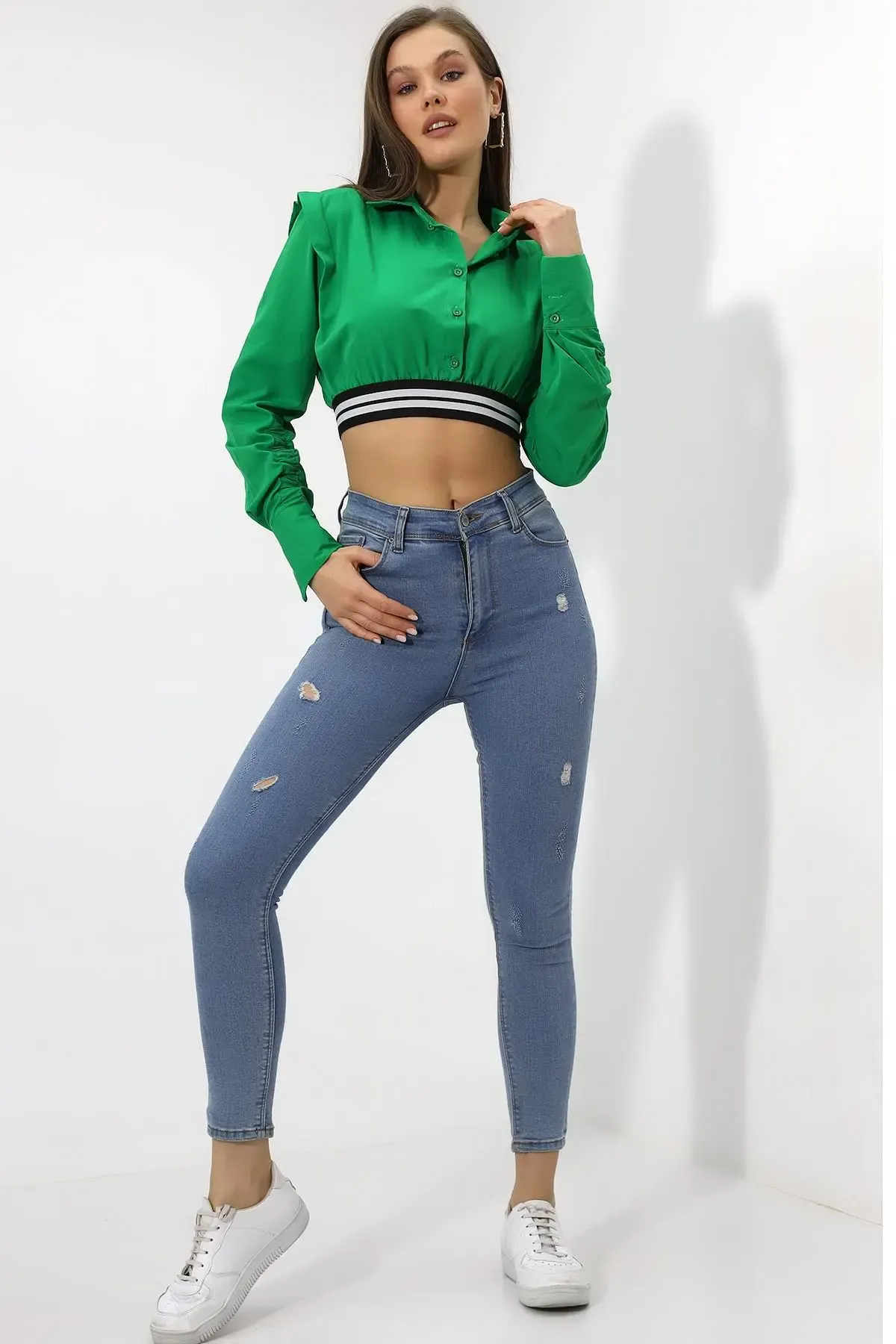 Crop Detaylı Poplin Gömlek-urtgmlk5-ysl