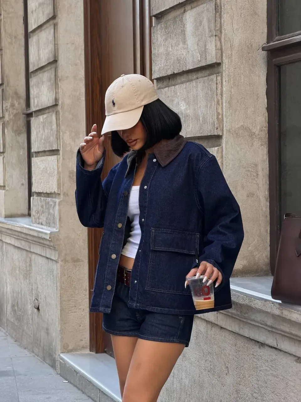 Denim Cep Detaylı Ceket Lacivert