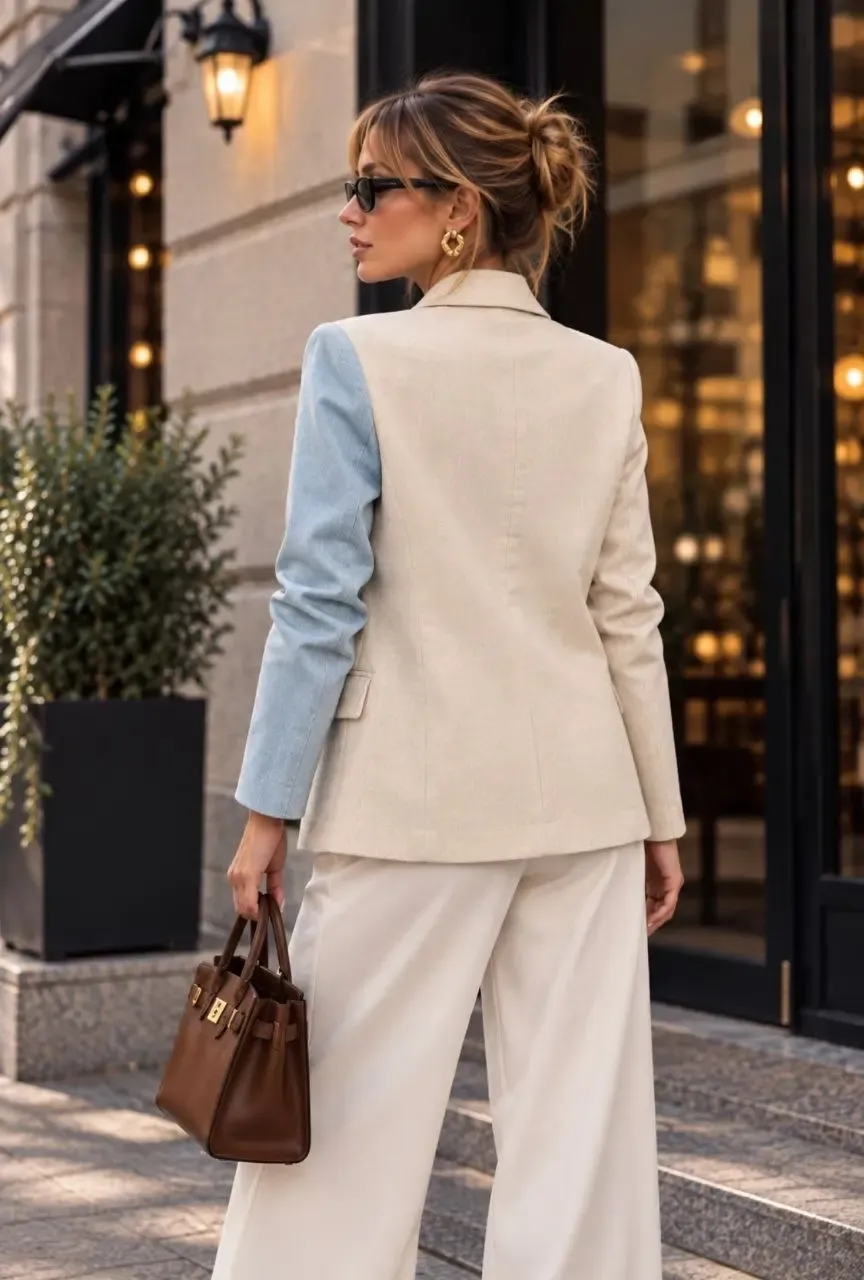 Denim Garnili Gabardin Ceket