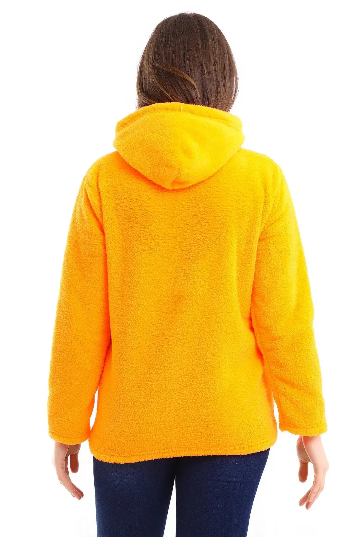 Fermuarlı Neon Polar Sweatshirt-noswet-1001Turuncu