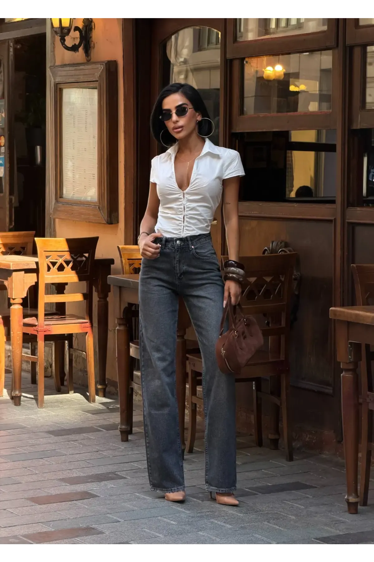 Likrasız Wide Leg Jeans