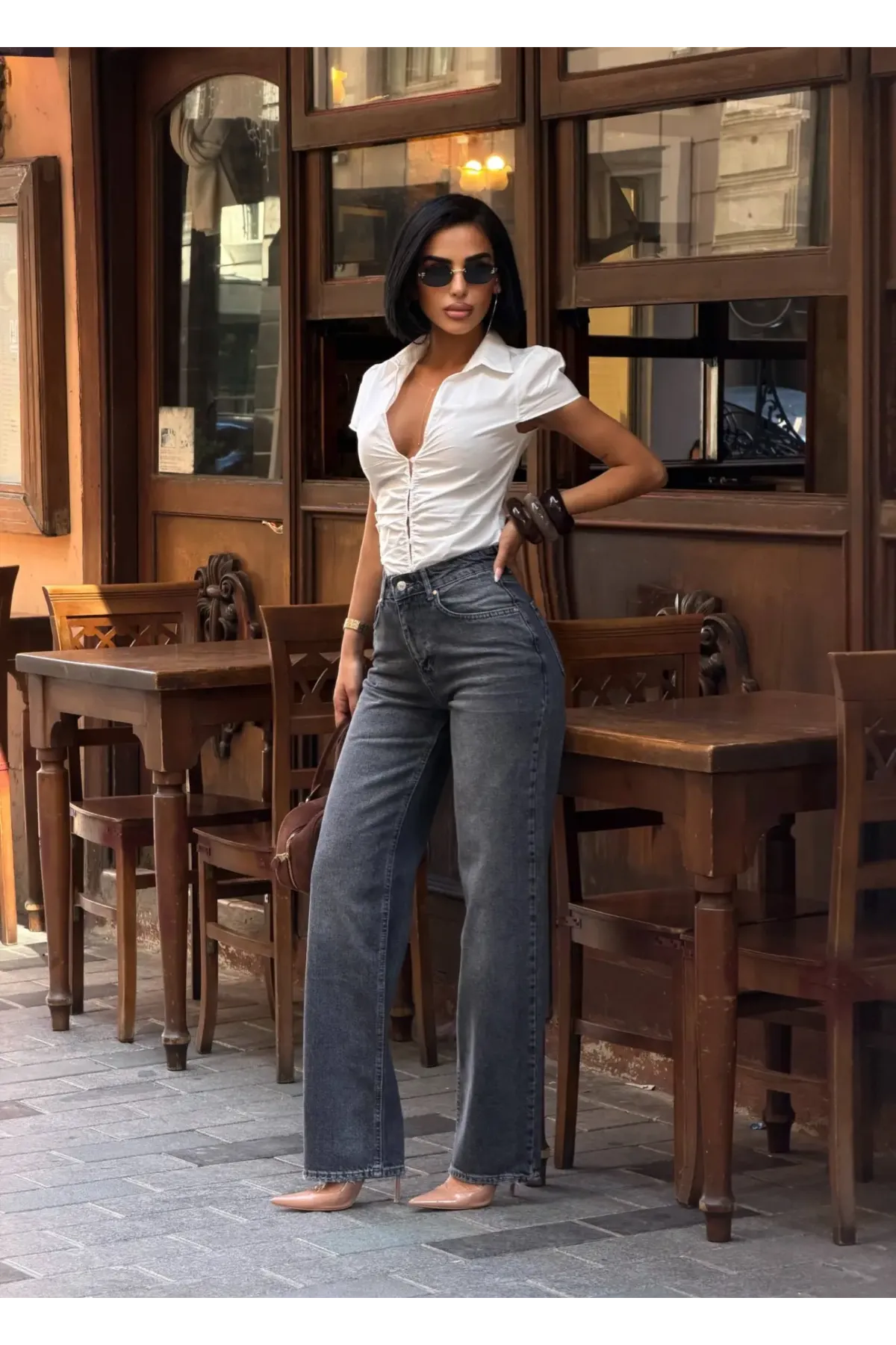 Likrasız Wide Leg Jeans