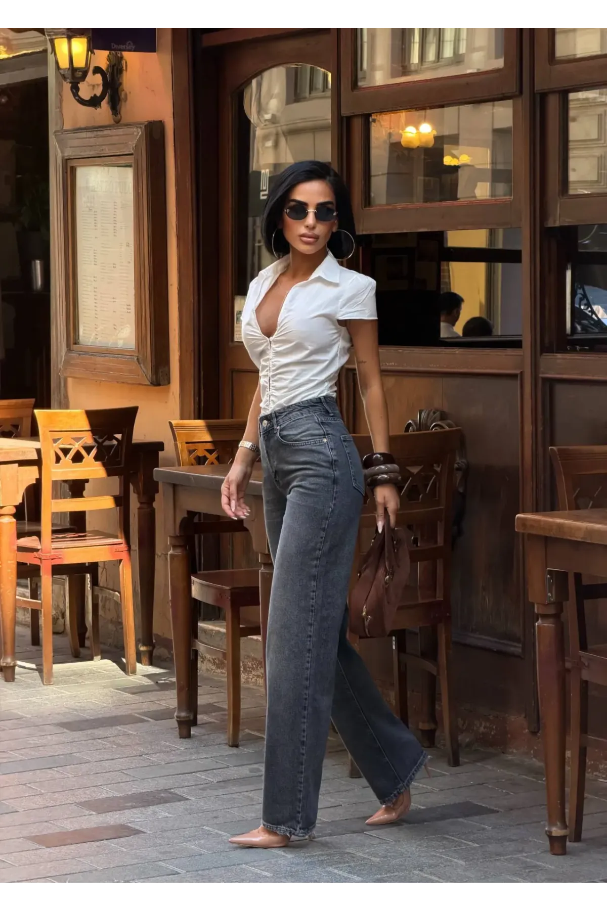 Likrasız Wide Leg Jeans