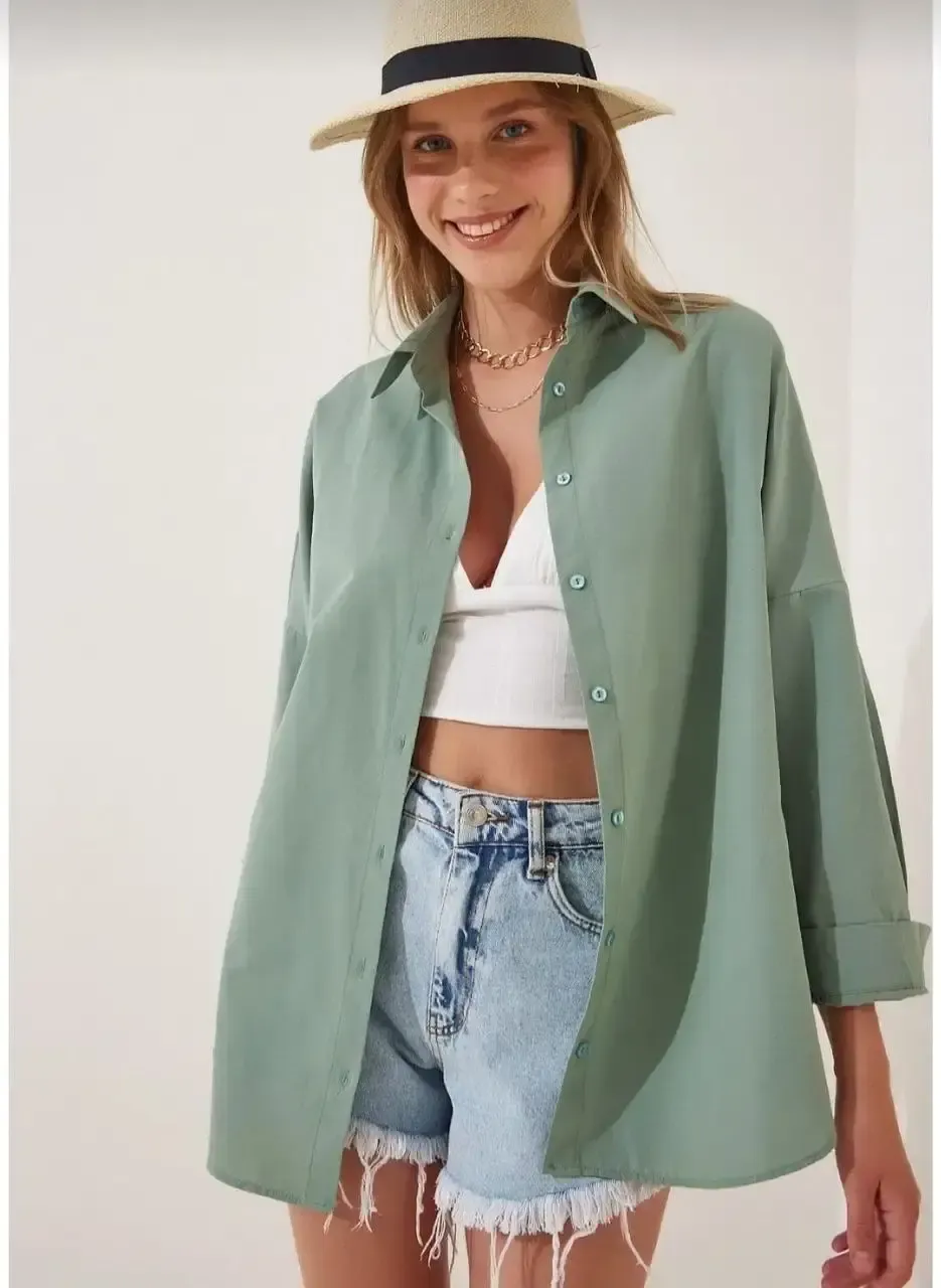 Oversize Uzun Basic Gömlek-3900gmlk-çy