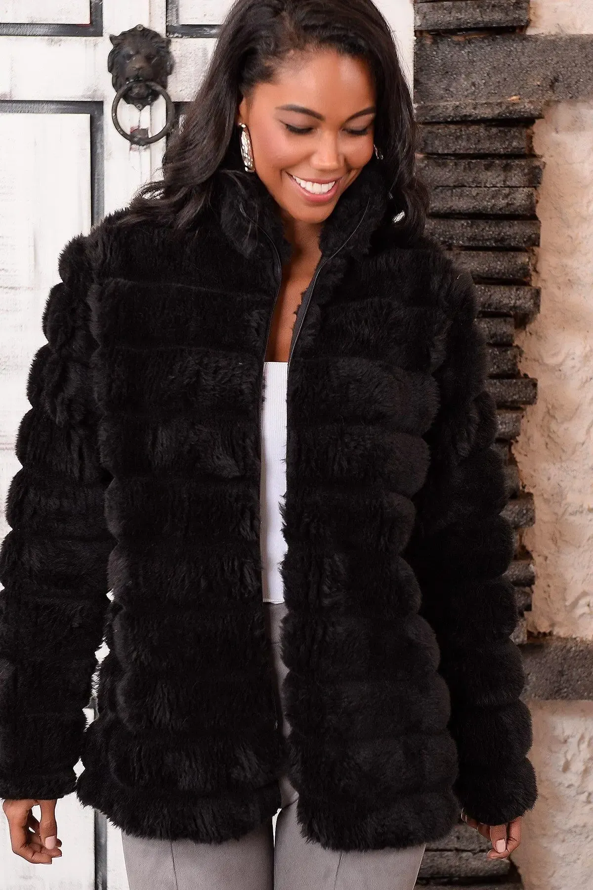 Peluş Suni Kürk Ceket-krk-1001-syh