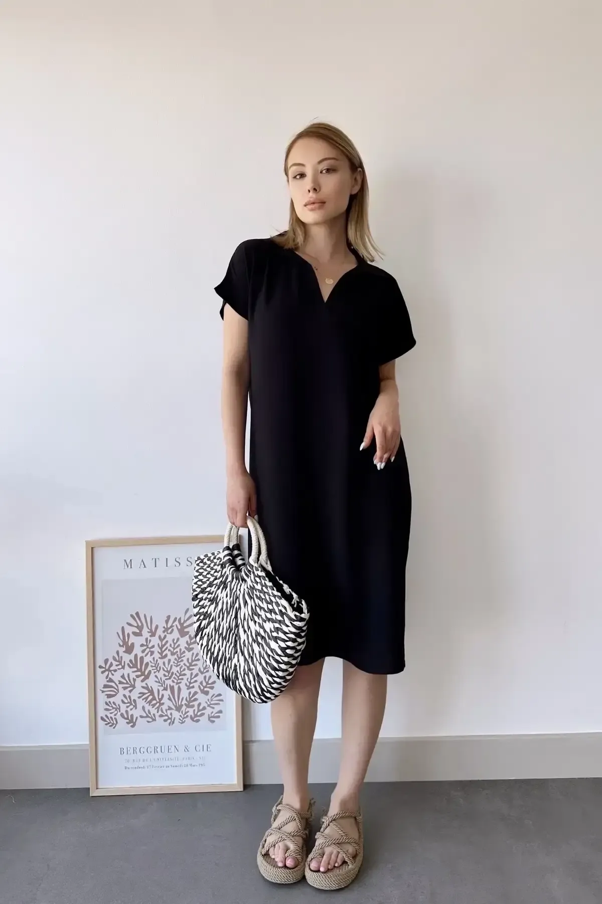 Polo Yaka Kısa Kol Elbise-700-2883-syh