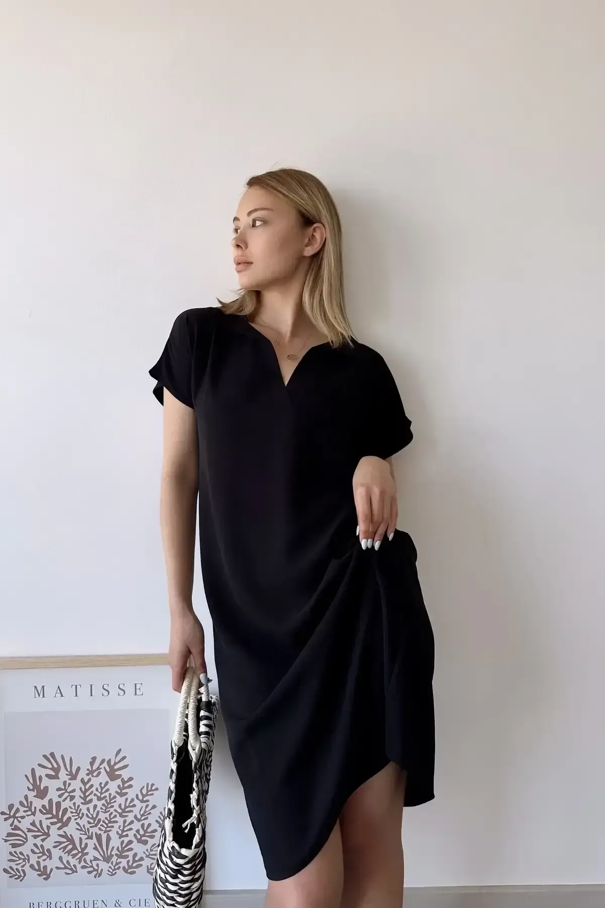 Polo Yaka Kısa Kol Elbise-700-2883-syh
