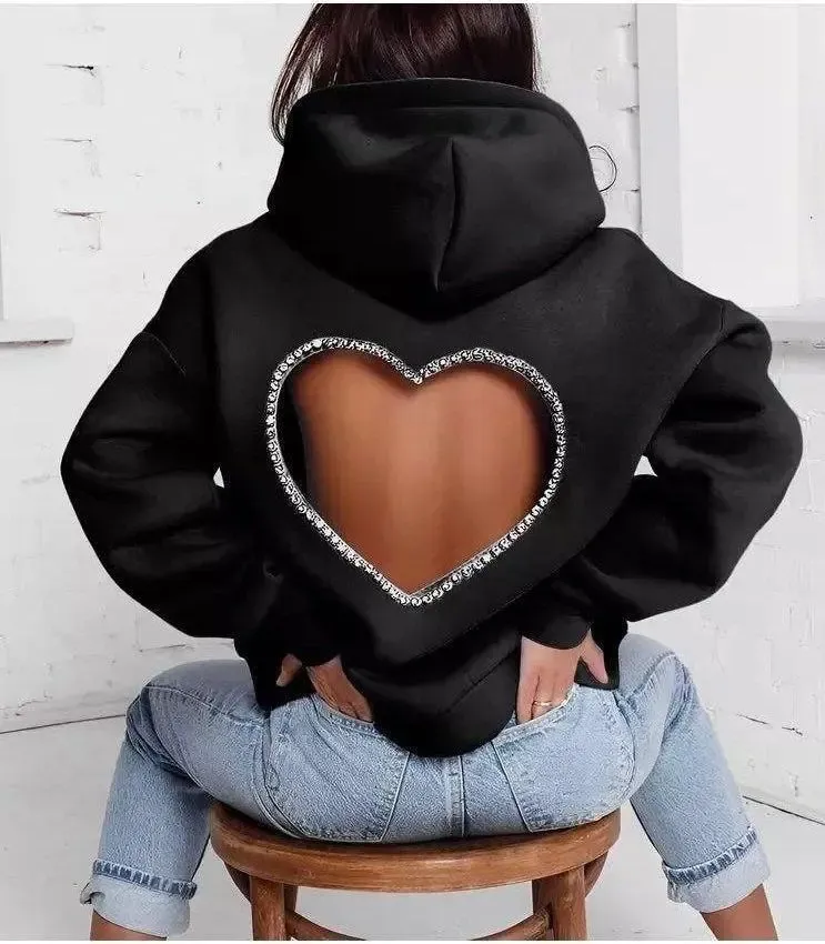 Sırt Kalp Detay Kapşonlu Sweatshirt-urtcrl1001-syh