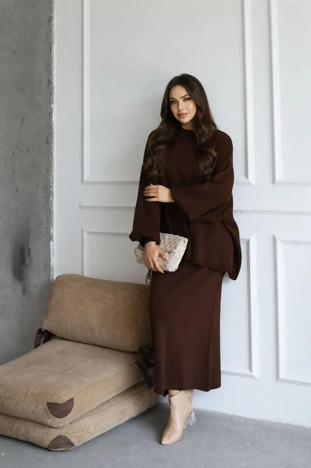 Tunik ve Etek İkili Triko Takım