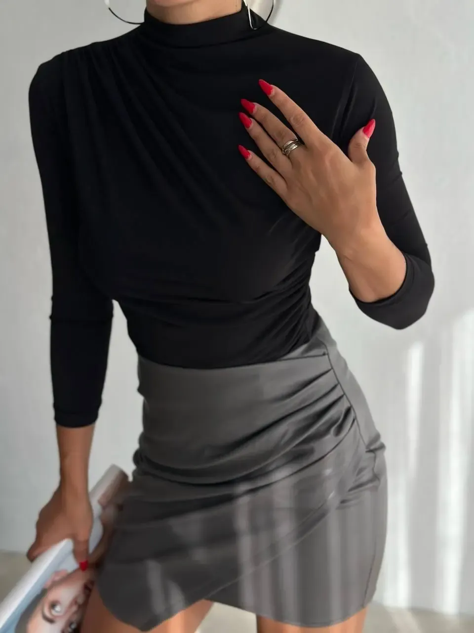 Yarım Balıkçı Siyah Sandy Bluz-2245fr-syh