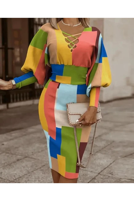 Dijital Baskı Jessica Kumaş Elbise