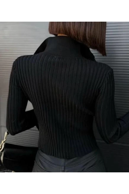 Fermuarlı Kaşkorse Bluz