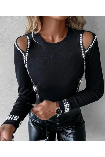 Kaşkorse Kumaş Taş Detaylı Bluz