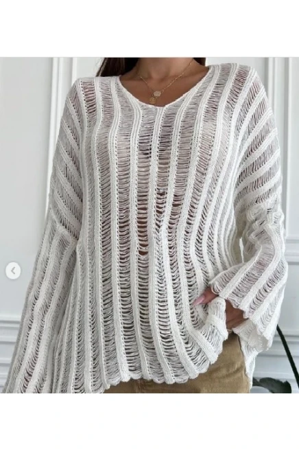 Tığ işi İspanyol Kol Triko Bluz