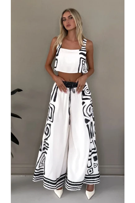 2 li Takım Pantolon & Crop Atlas Kumas