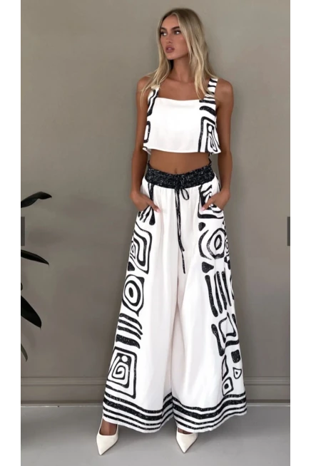 2 li Takım Pantolon & Crop Atlas Kumas