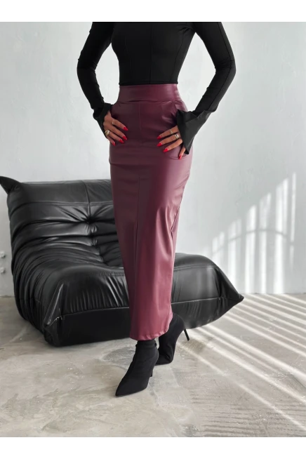 Arkadan Yırtmaçlı Fermuarlı Cepli Kalem Etek