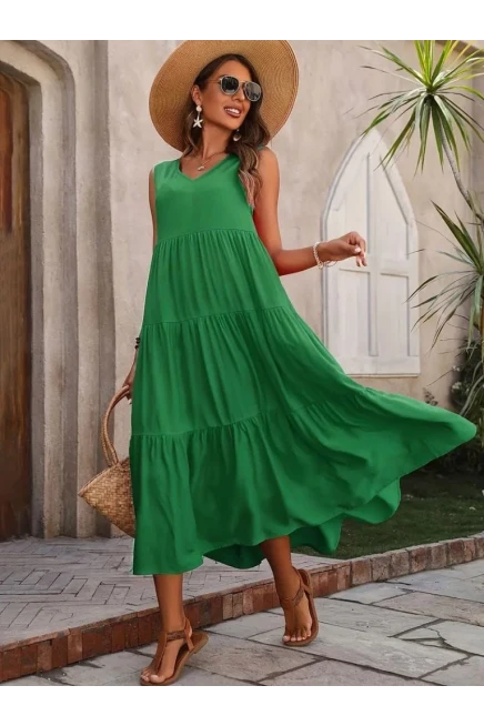 Fırfırlı Maksi Boy Viskon Elbise