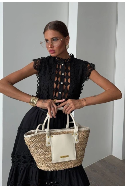 Fransız İşleme Detaylı Maxi  Elbise (Kemer Dahildir)