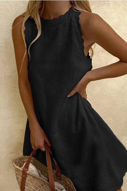 Keten Kumaş Lazer Kesim Elbise