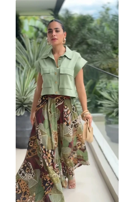 Micro Kumaş Maxi Boy Cepli Pantolon