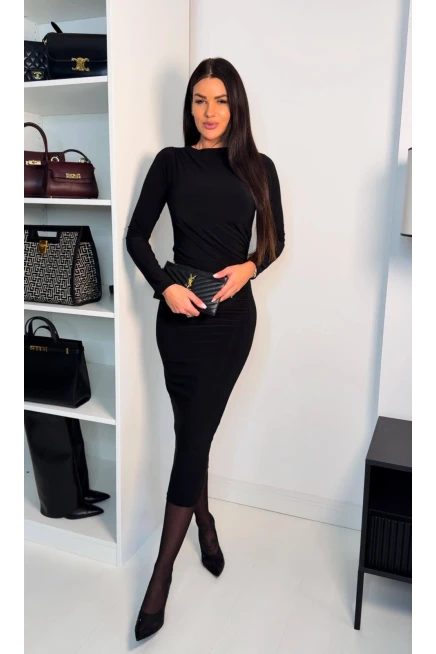 Sandy Kumaş Beli Büzgülü Elbise