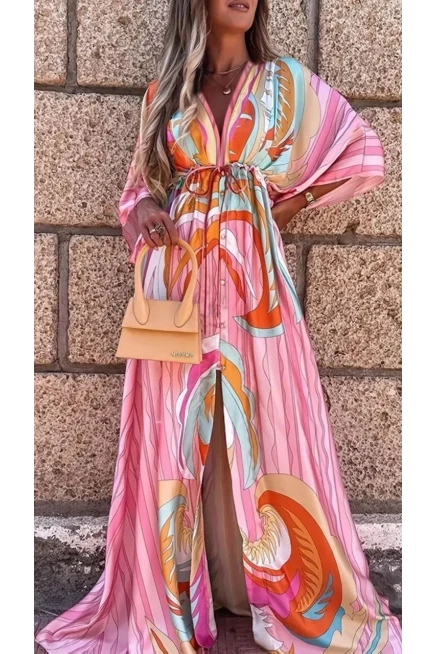Desenli Kimono Elbise