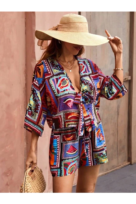 Dokuma Viskon Şortlu Takım