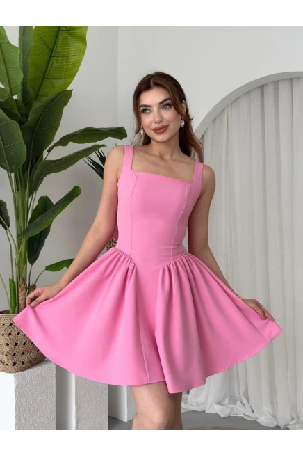 Fiyonk Detaylı Elbise Pembe