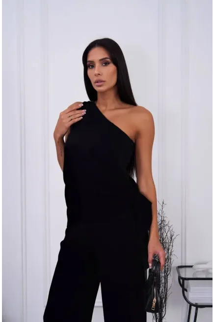 Bağlama Detay Tek Omuz Modal Alt Üst Takım Siyah