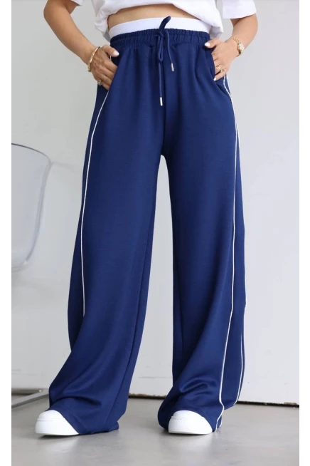 Bel Parça Detay Yanları Şeritli Modal Kumaş Eşofman Altı