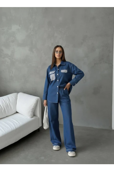 Cep Taş Detay Kot Alt Üst Takım