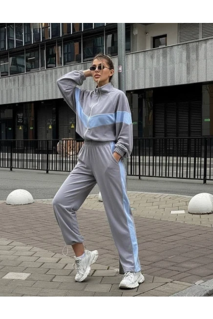 Fransız Kadife Kemik Fermuar Garnili Eşofman Takım