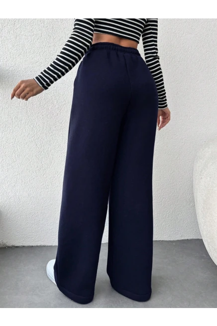 İki İplik Şardonlu Eşofman Altı Lacivert