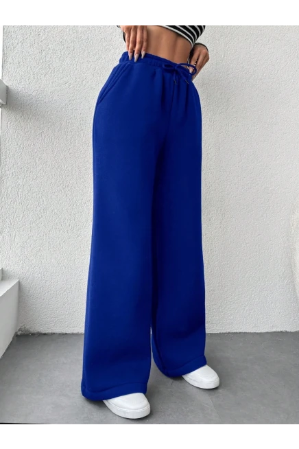 İki İplik Şardonlu Eşofman Altı Saks