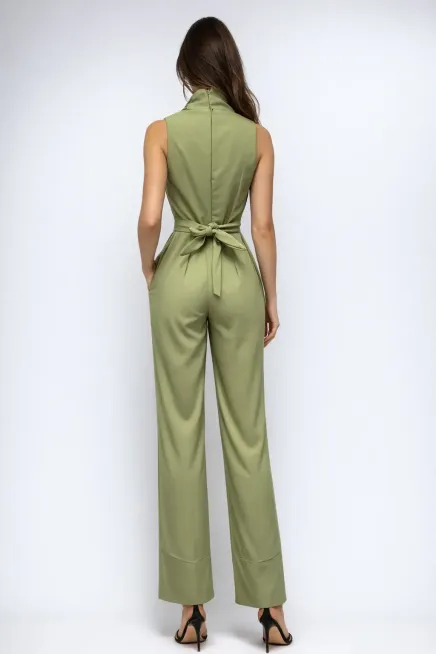 İthal Hürrem Kumaş Bağlama Detay Tulum YEŞİL