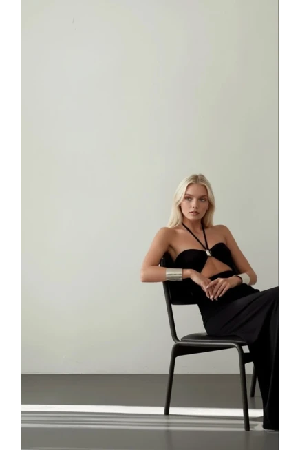 İthal Modal Kumaş Likralı Aksesuar Detay Elbise