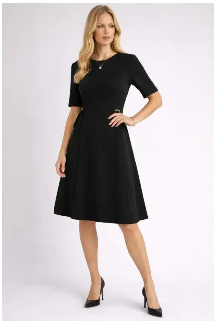 Kadın Bel Toka Detay Modal Kumaş Midiboy Elbise Siyah