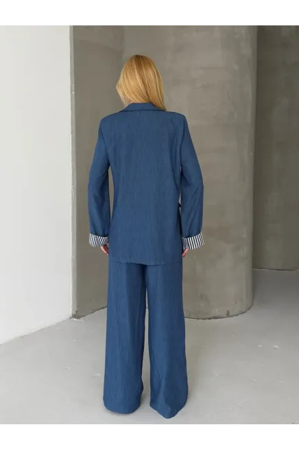 Kadın Tensel Kumaş Blazer Ceket Pantolon Takım