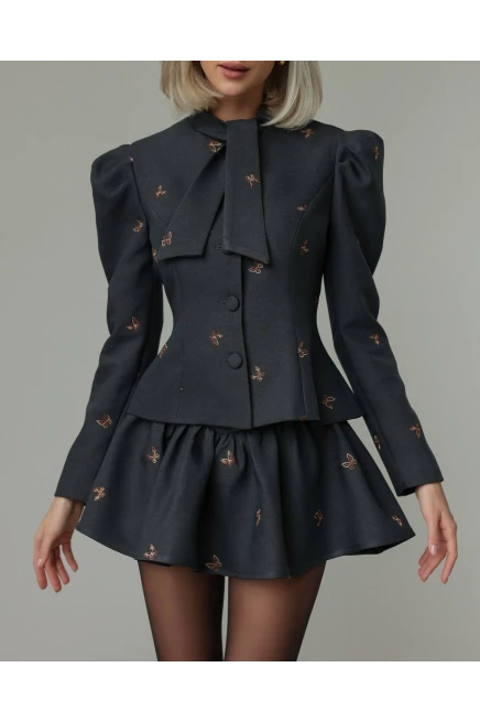 Kelebek Desenli Etekli Alt Üst Takım