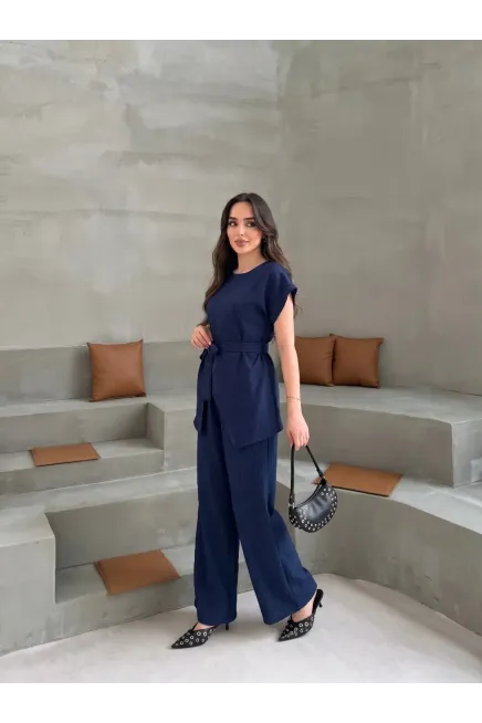 Lacivert Yarım Kol Tarak Boşluğu Takım