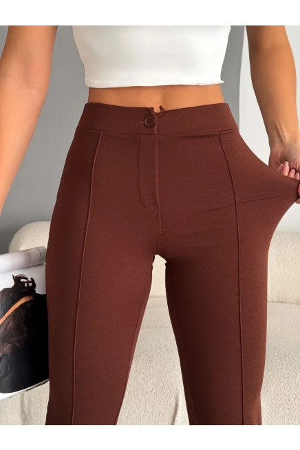 Likralı Çimalı Pantalon