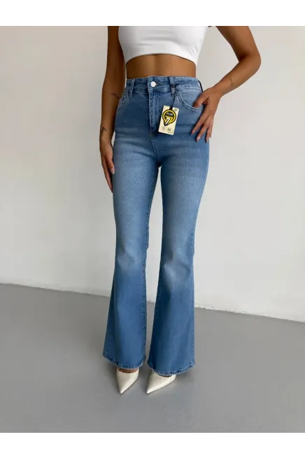 Likralı İspanyol Paça Flare Jeans