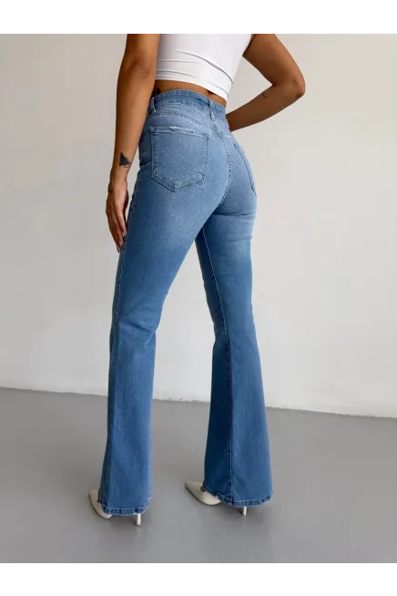 Likralı İspanyol Paça Flare Jeans