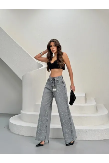 Likrasız Baggy Jeans Gri