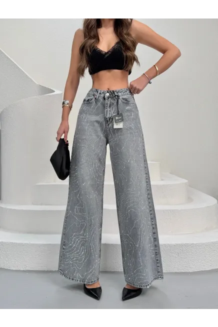 Likrasız Baggy Jeans Gri
