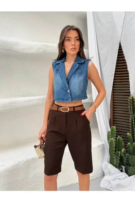 Lİkrasız Denim Yelek