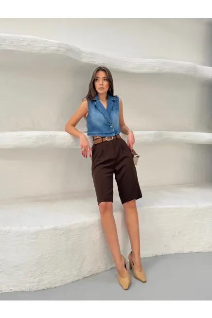 Lİkrasız Denim Yelek